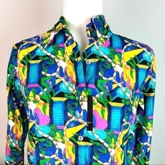 Creatures of the Wind Womes Tile Print Button Blouse size 0 - Picture 3 of 10
